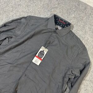 Ted Baker Mens Grey Herringbone 100% Cotton Button Down Shirt Size M New